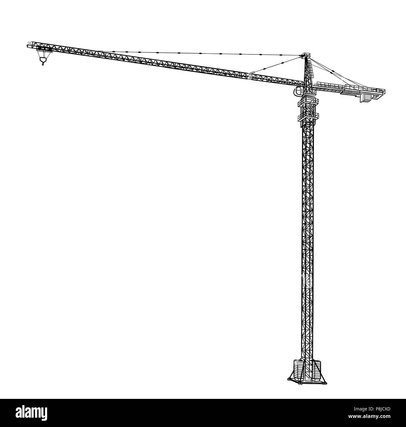 Tower construction crane. Stock Vector