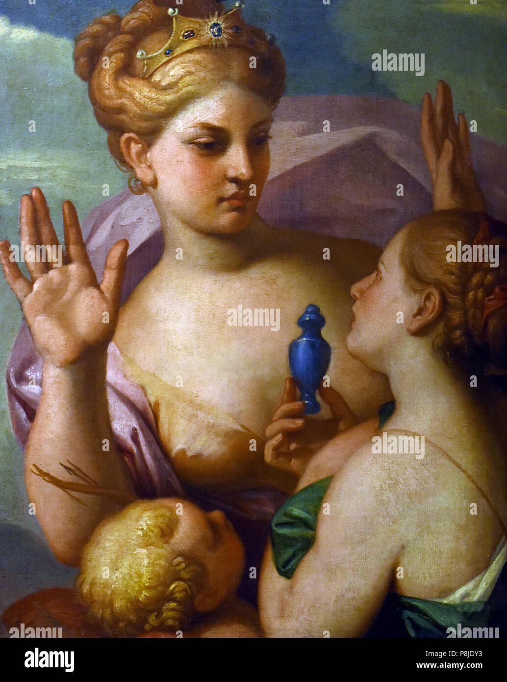 Venus, Love and Psyche by Girolamo Pellegrini 1624-1700 Italy Italian Stock Photo