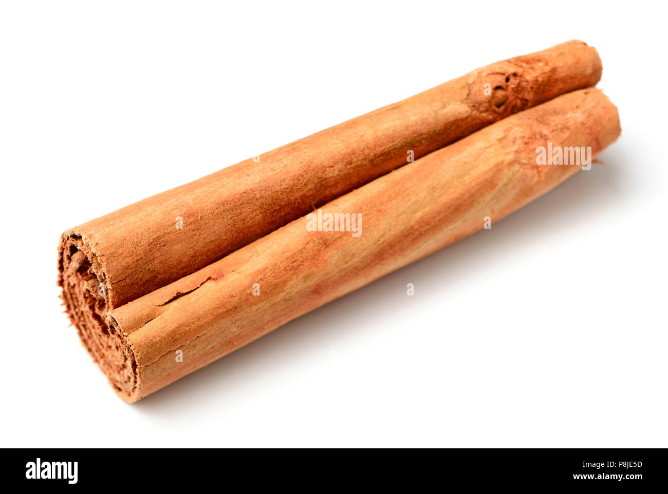 closeup of Ceylon cinnamon stick isolated on white Stock Photo