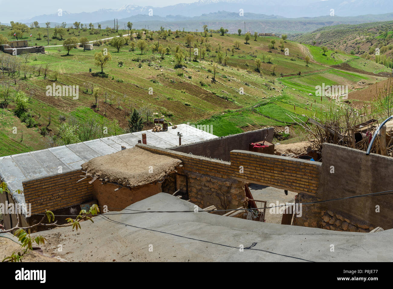 Nature landscape with fields on mountains in Lorestan Province. Iran ...