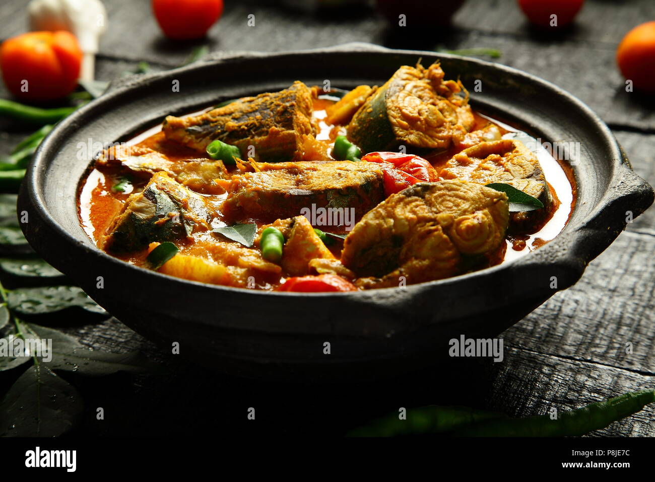 Navari Fish Spicy fish curry from Kerala cuisine,traditional seafood cooking Stock ...