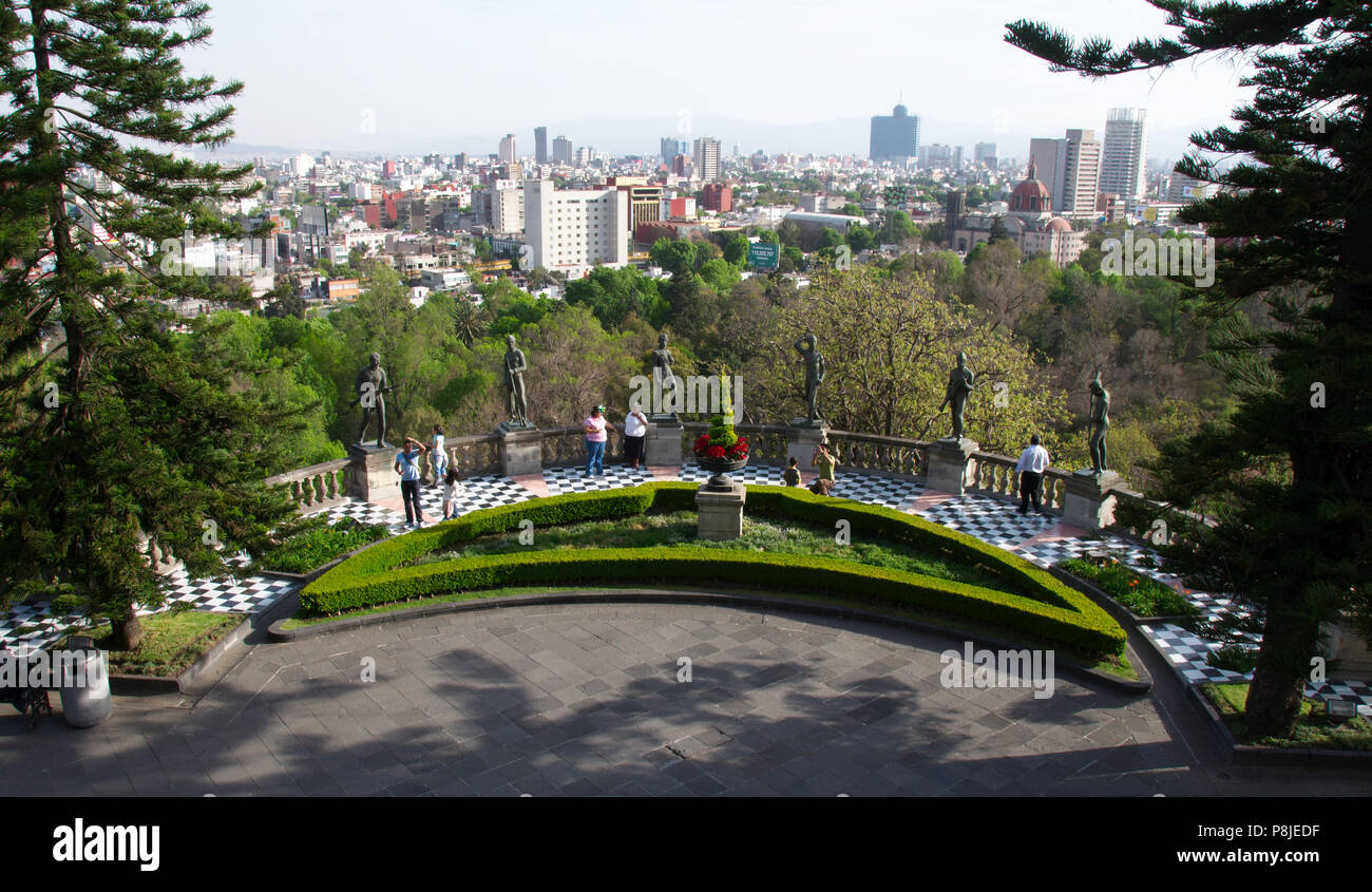 Mexico City, Mexico - 2018: Panoramic view of the city from the Chapultepec Castle, the only royal castle in the Americas. Stock Photo