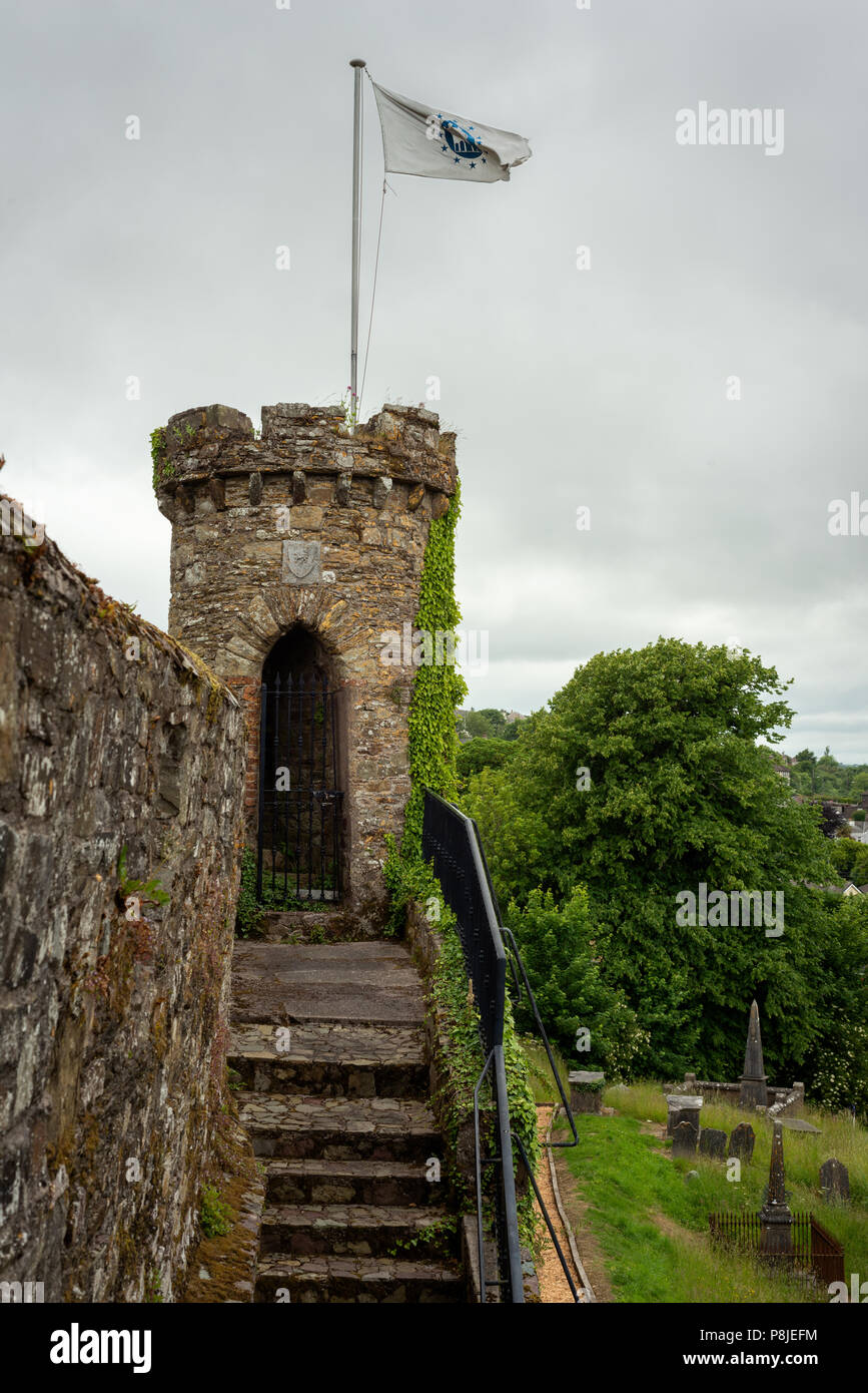 Ireland stone walls. The 13th century Town Walls at the Raleigh Quarter