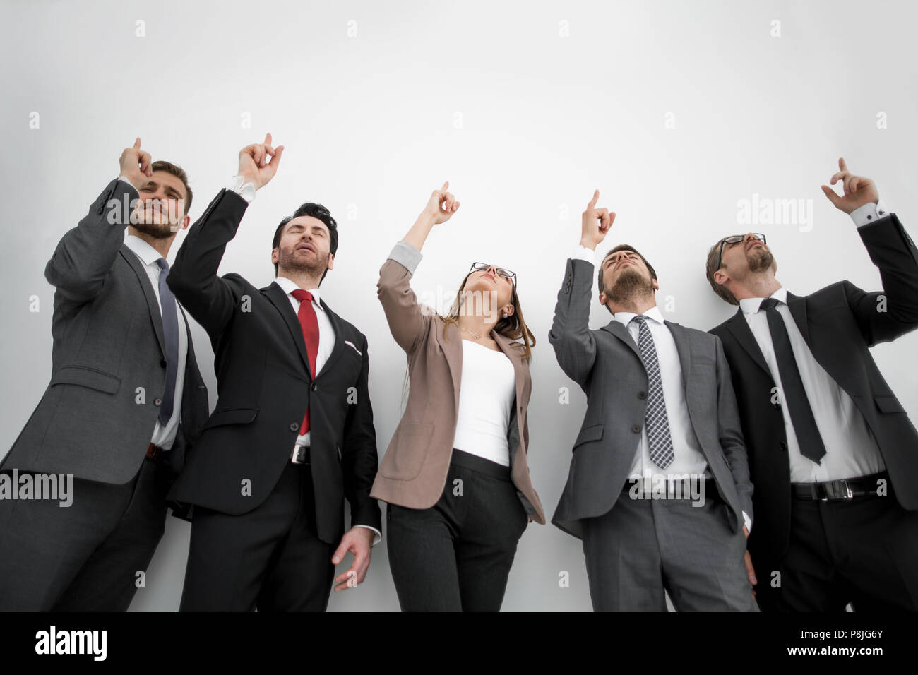 Group businessmen point finger hi-res stock photography and images - Alamy