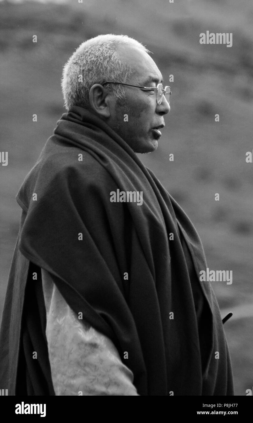 Important abbot of Katok Monastery - Kham, (Tibet), Sichuan, China Stock Photo