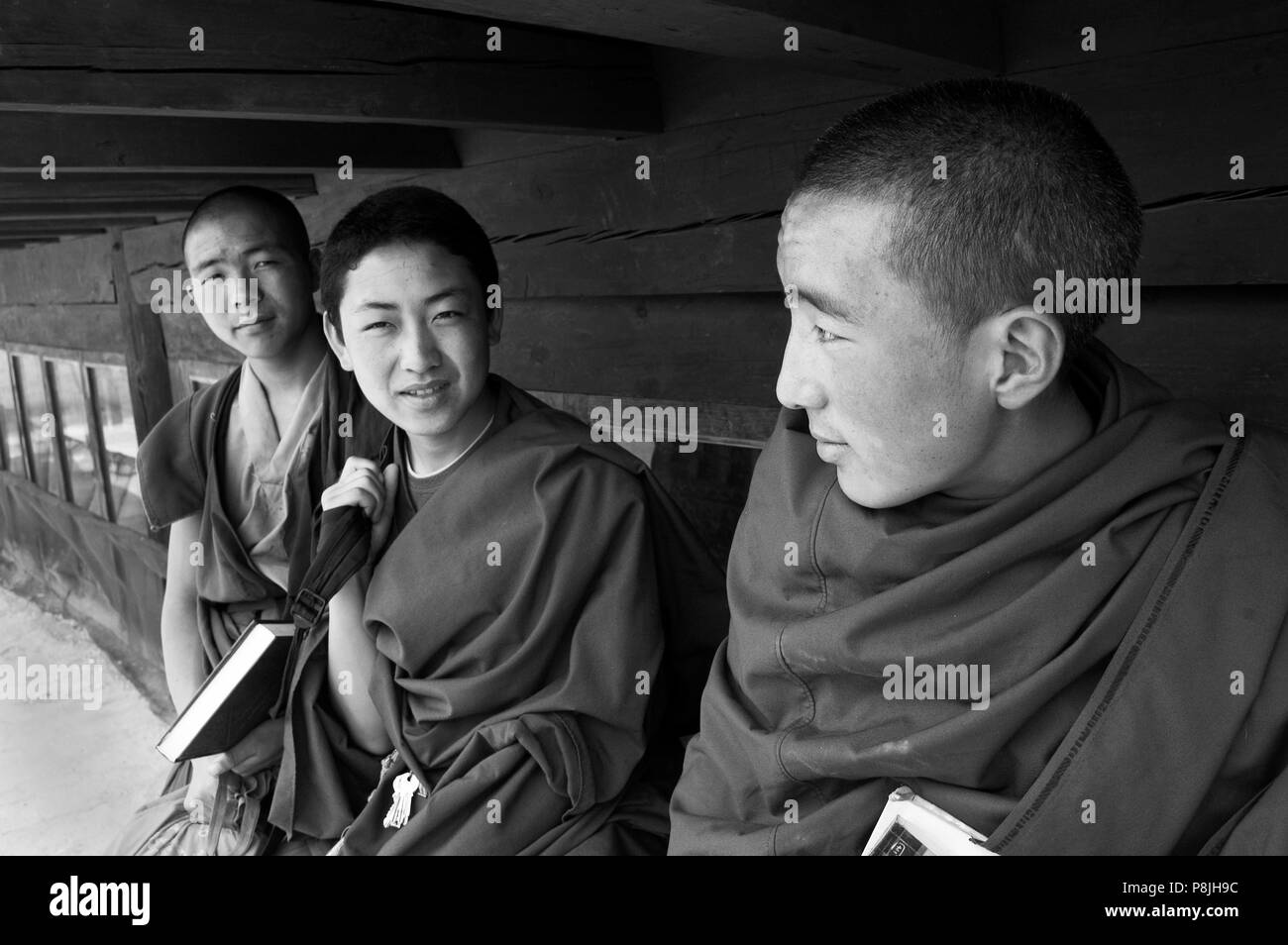 Gelukpa Tibetan Buddhist monk in the Dhokham Garther Monastery - Kham, Sichuan Province, China, (Tibet) Stock Photo