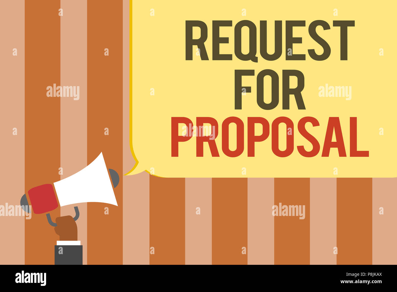 Writing note showing Request For Proposal. Business photo showcasing document contains bidding process by agency or company Multiline text board typin Stock Photo