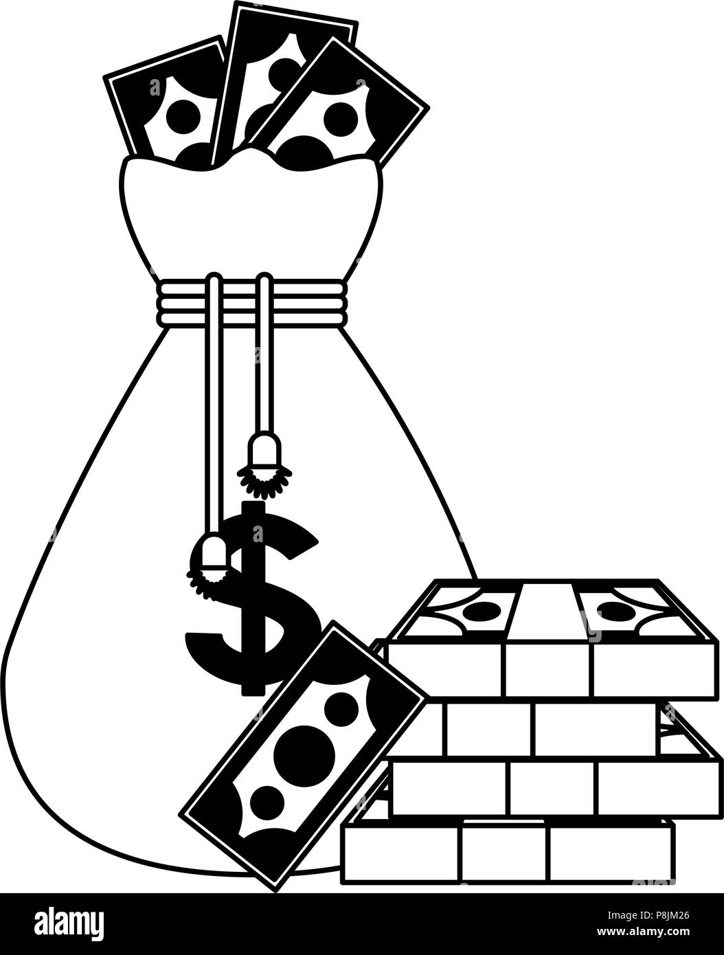 Money bag isolated black and white Stock Vector Image & Art - Alamy