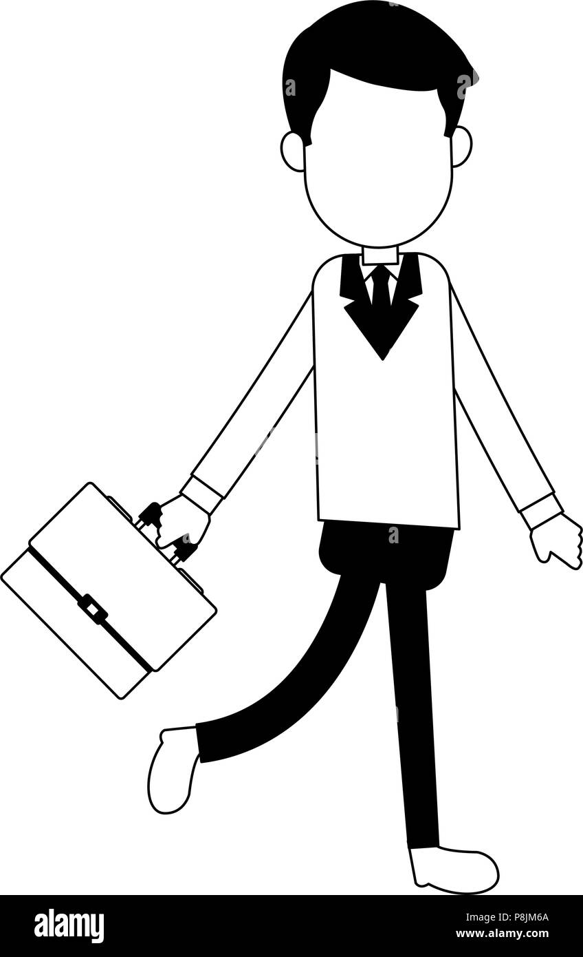 Businessman with briefcase black and white Stock Vector Image & Art - Alamy