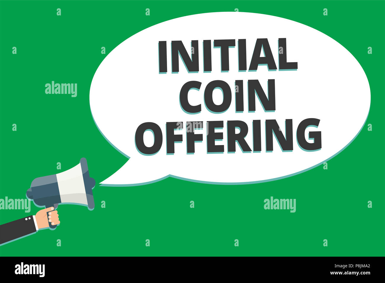 Handwriting text Initial Coin Offering. Concept meaning crowdfunding using  cryptocurrencies raising capital Grey colour sound speaker multiline text m  Stock Photo - Alamy