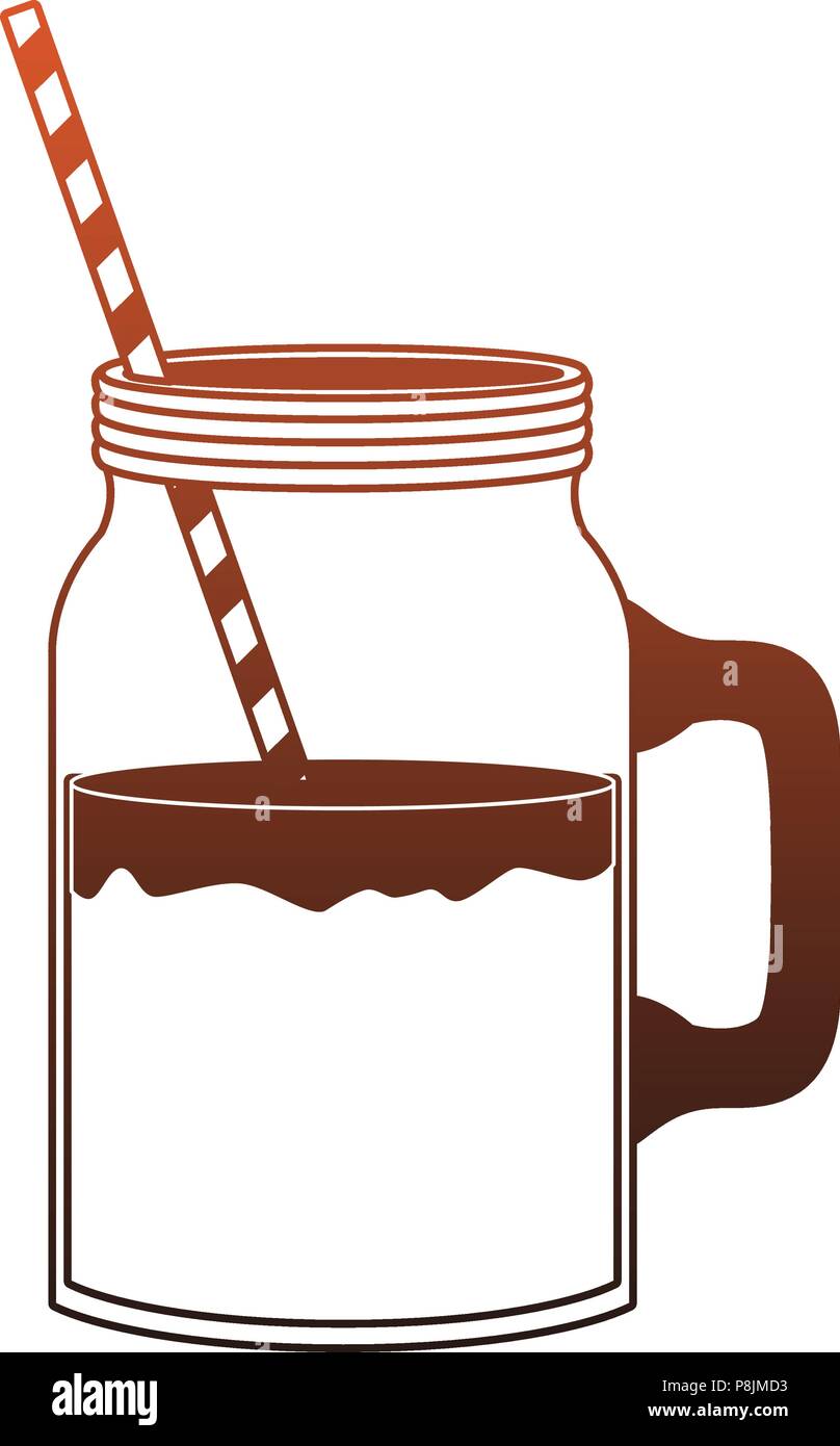 Juice mason jar red lines Stock Vector