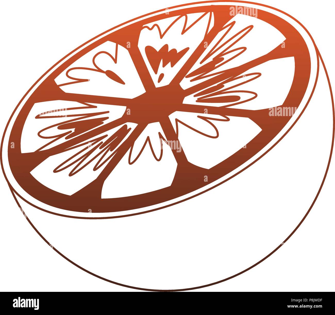 Orange fruit isolated red lines Stock Vector