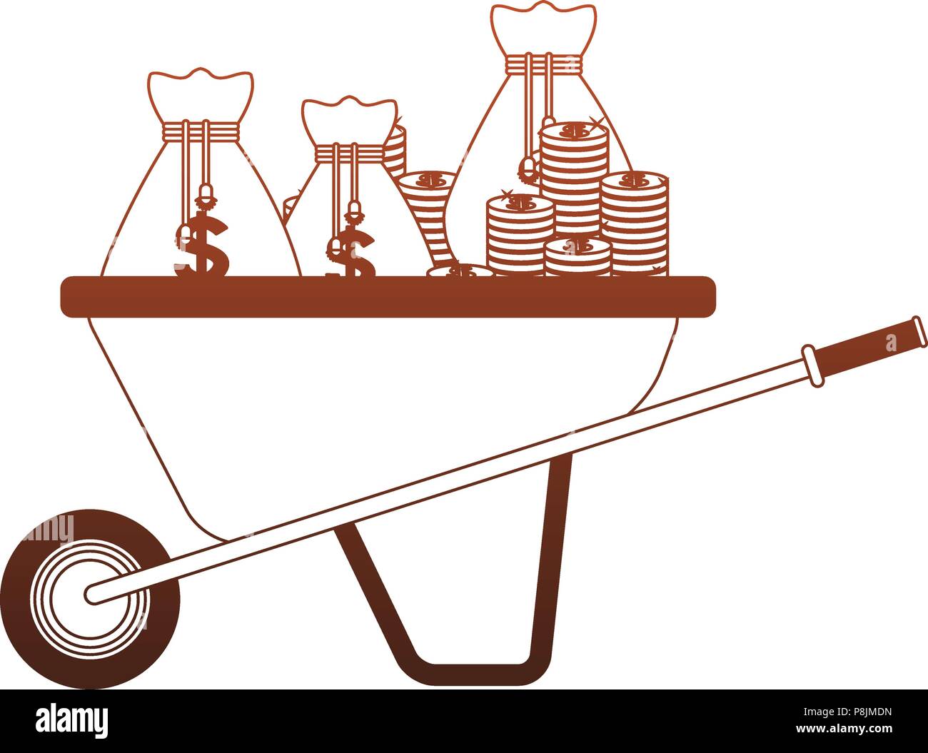 Wheelbarrow with money red lines Stock Vector Image & Art Alamy