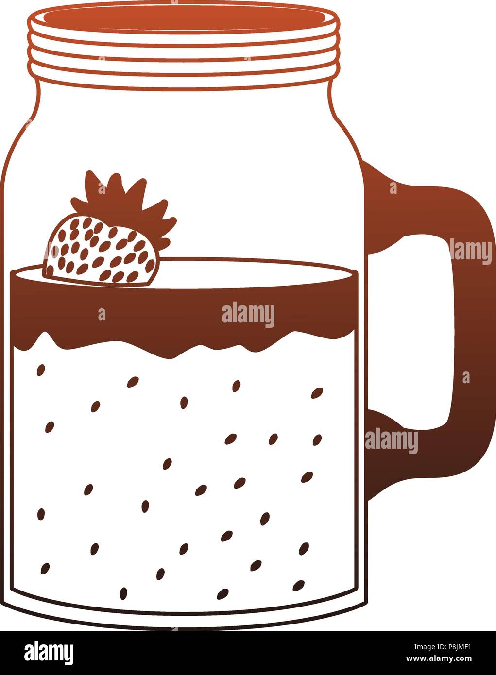 Juice mason jar red lines Stock Vector