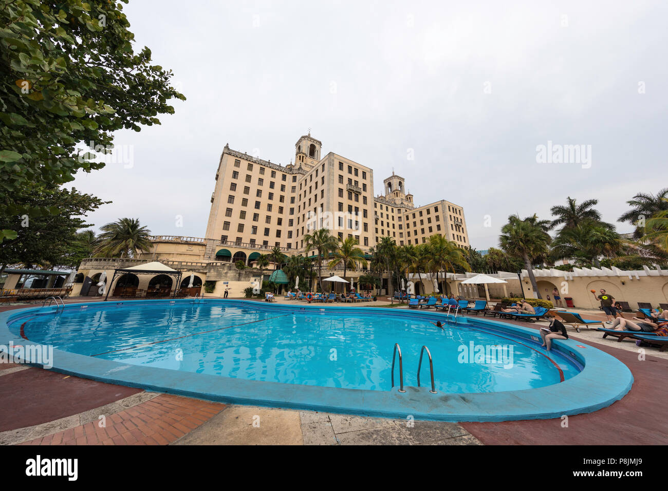 The historic Hotel Nacional de Cuba located on the Malecón in the middle of Vedado, Cuba Stock Photo