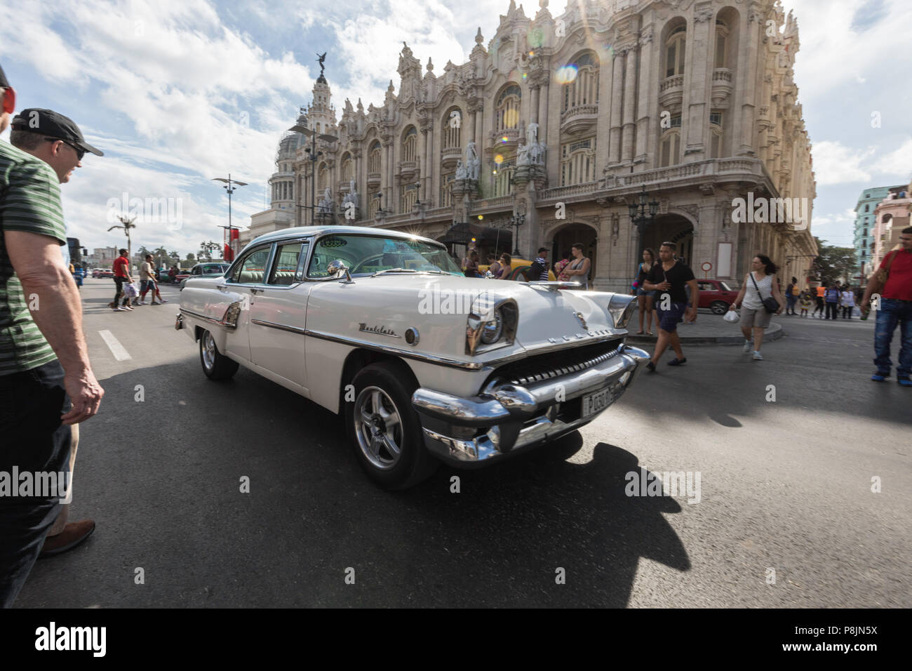 Classic American car being used as a taxi, locally known as almendrones, Havana, Cuba. Stock Photo