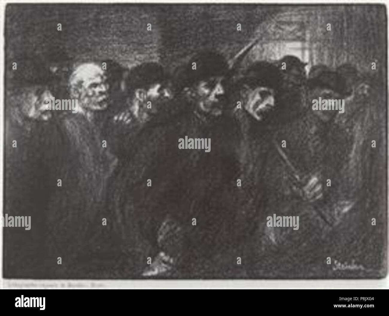 .   536 Steinlen - ouvriers-sortant-de-l-usine-1903 Stock Photo