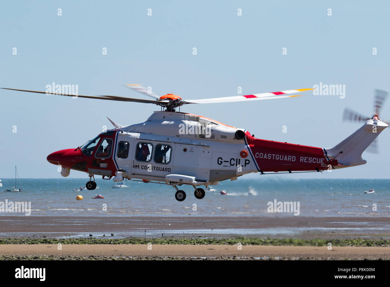 Wales National Airshow, Swansea, South Wales, UK.  30 June 2018.  HM Coastguard performs  at the annual event, which expects record numbers this year. Stock Photo