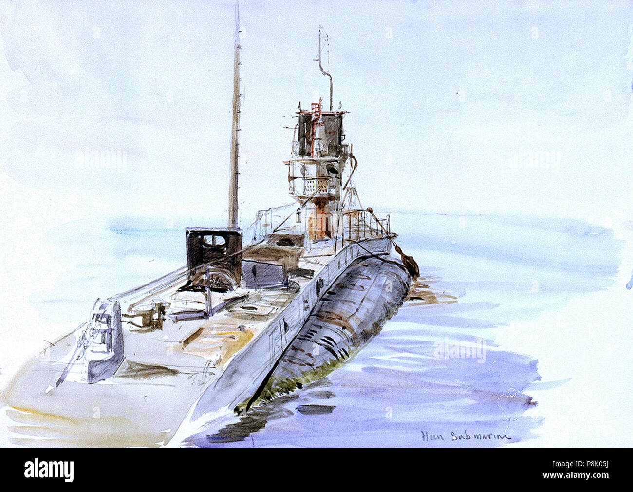 .   544 Study of a surrendered German submarine, seen from astern RMG PW1867 Stock Photo