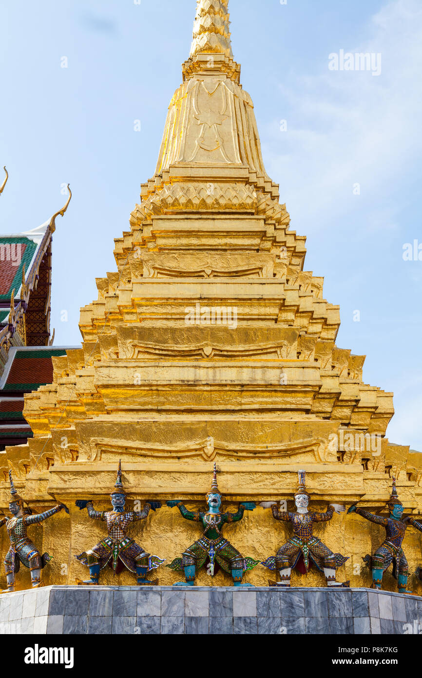 Golden Chedi of Wat Phra Kaew in Bangkok, Thailand Stock Photo