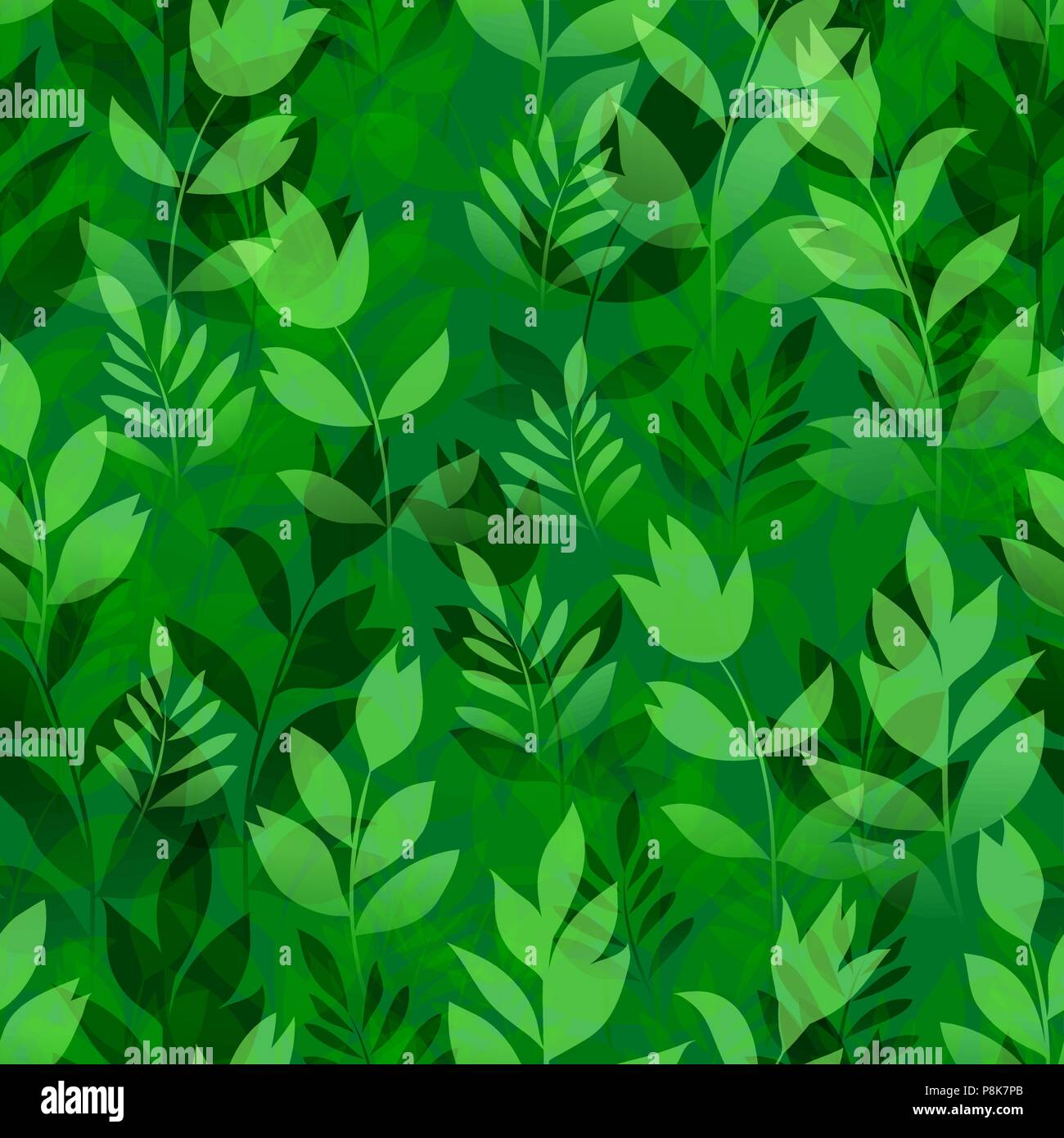 Flowers and Grass, Seamless Stock Vector