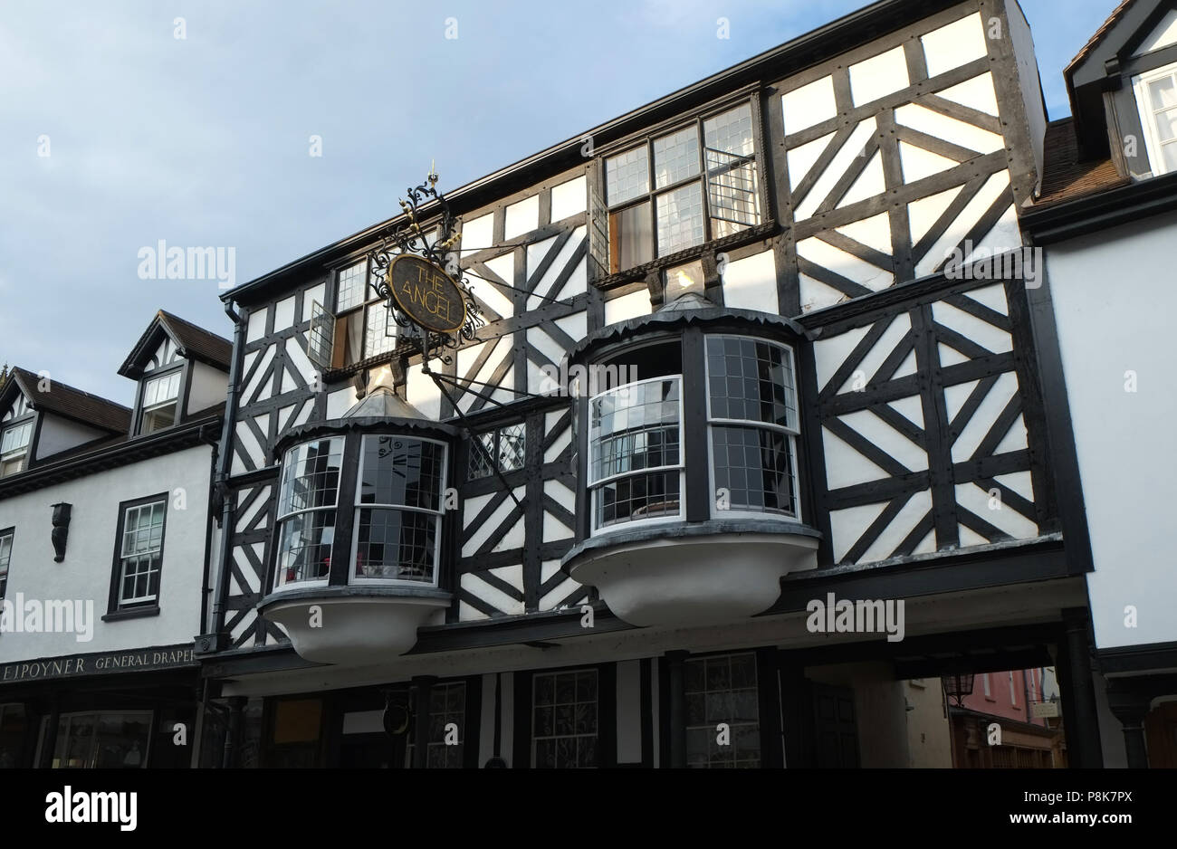 Bow windows at The Angel, an old coaching inn, Broad Street, Ludlow ...