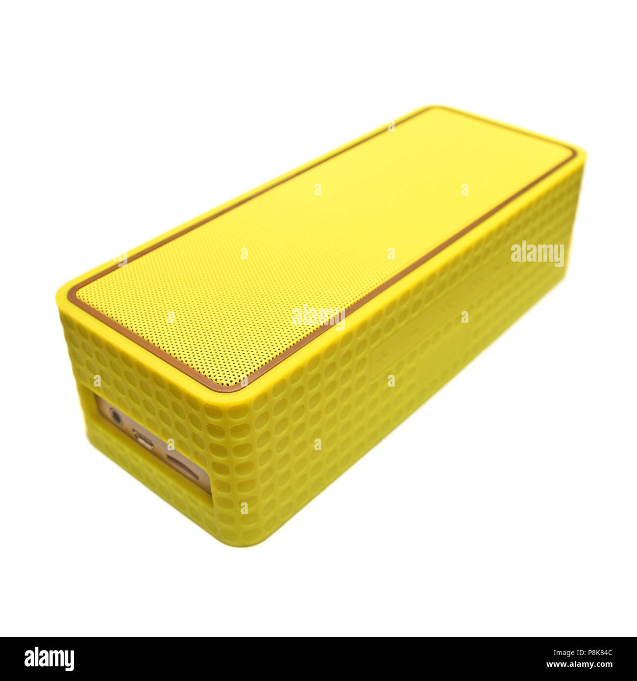 a portable wireless bluetooth speaker isolated on white background Stock Photo