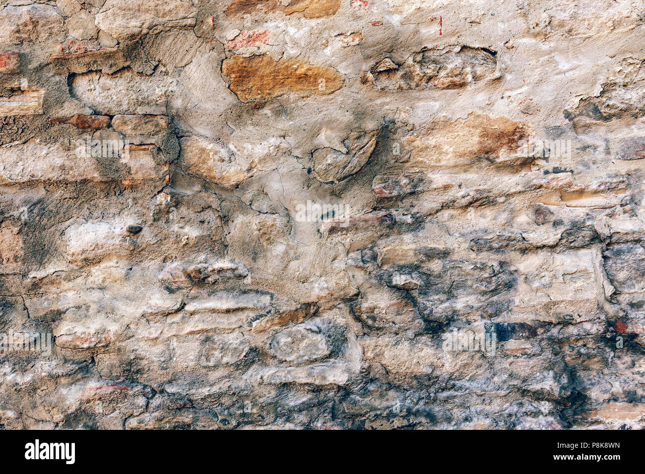 Medieval fortress antique brick and stone wall detail Stock Photo - Alamy