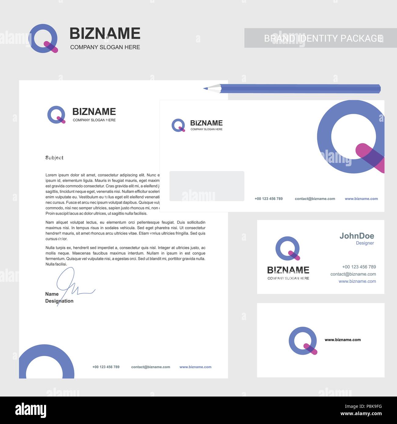 Company Brochure Design With Blue Theme And Q Logo Vector For Web Design And Application Interface Also Useful For Infographics Vector Illustration Stock Vector Image Art Alamy