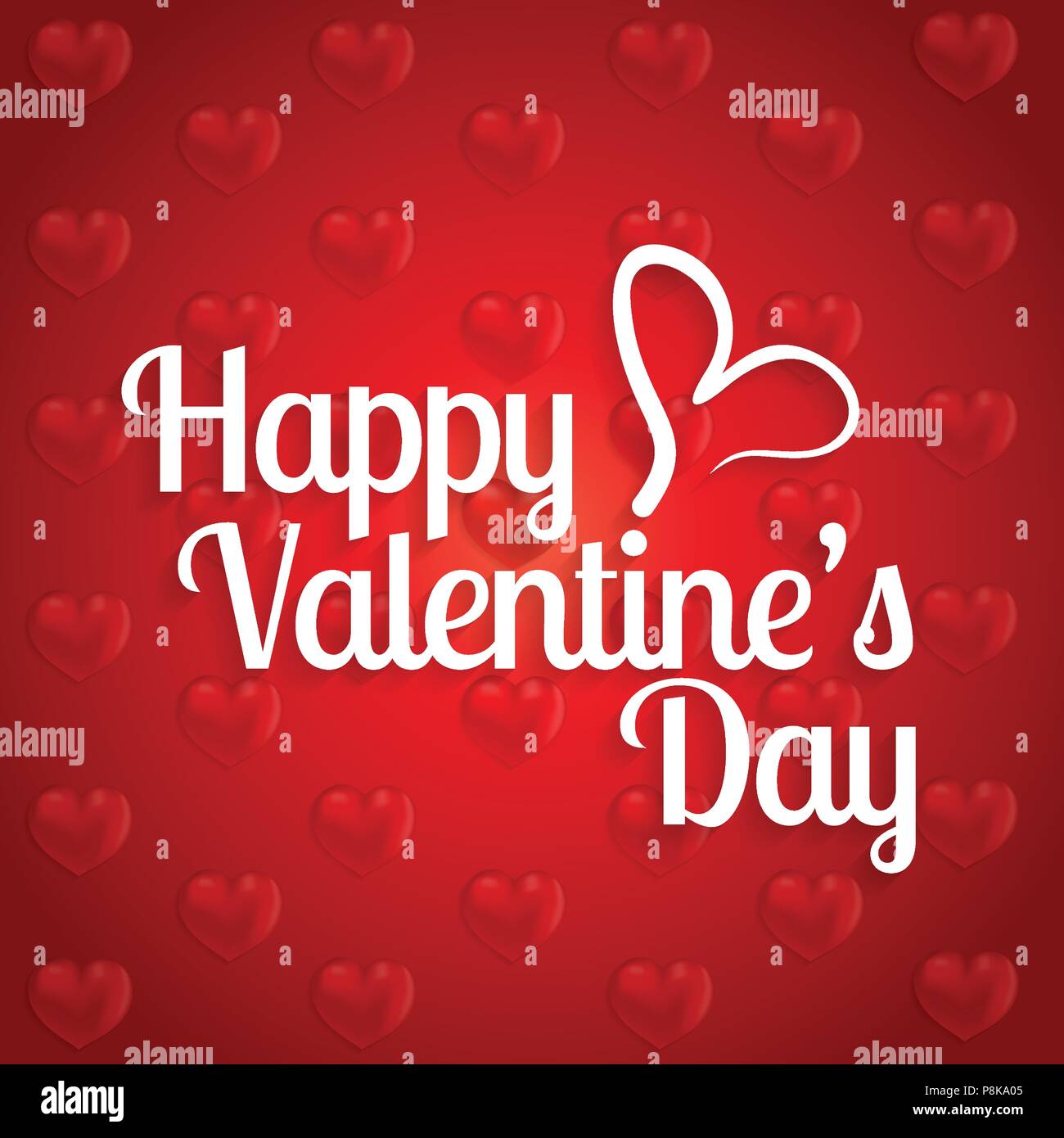 Happy Valentine Day card with pattern red background. For web design ...
