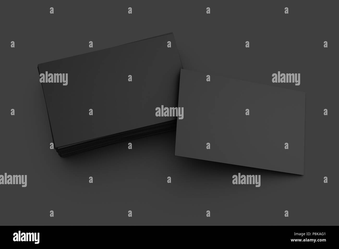 Blank black business cards on black background. Include clipping path