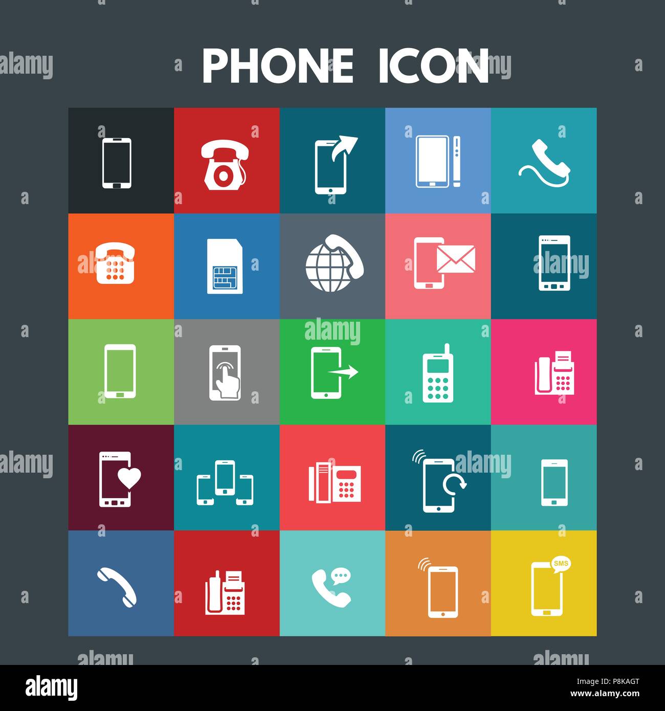 Phone Icons. For web design and application interface, also useful for infographics. Vector illustration. Stock Vector