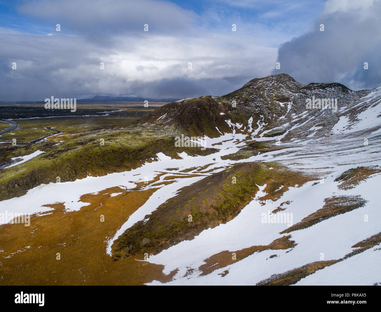 Aerial view of Iceland landscape with snow Stock Photo