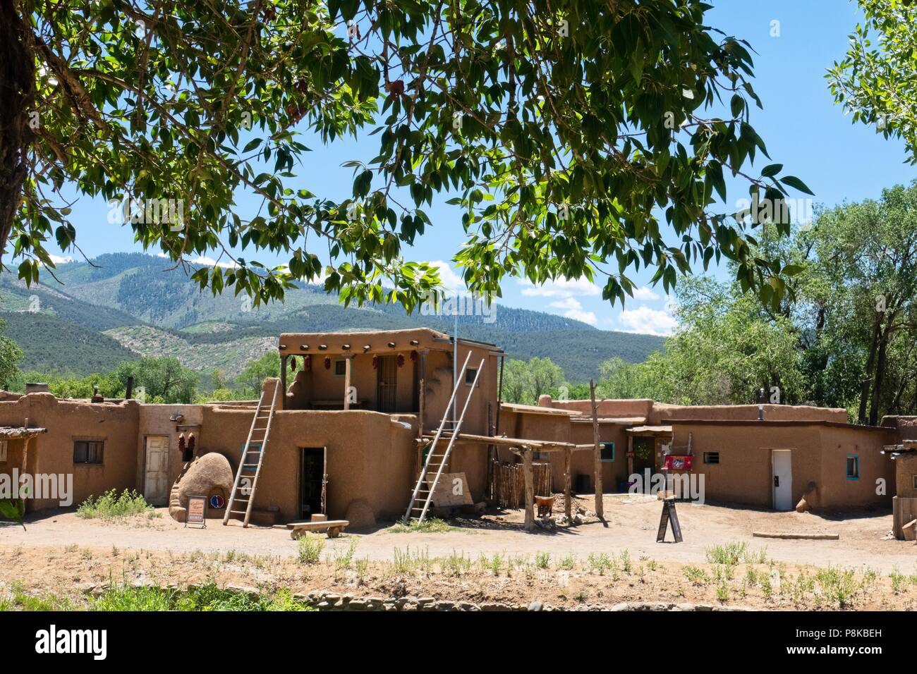 Taos Pueblo in Taos New Mexico has been occupied for over 1000 years by Native Americans Stock Photo