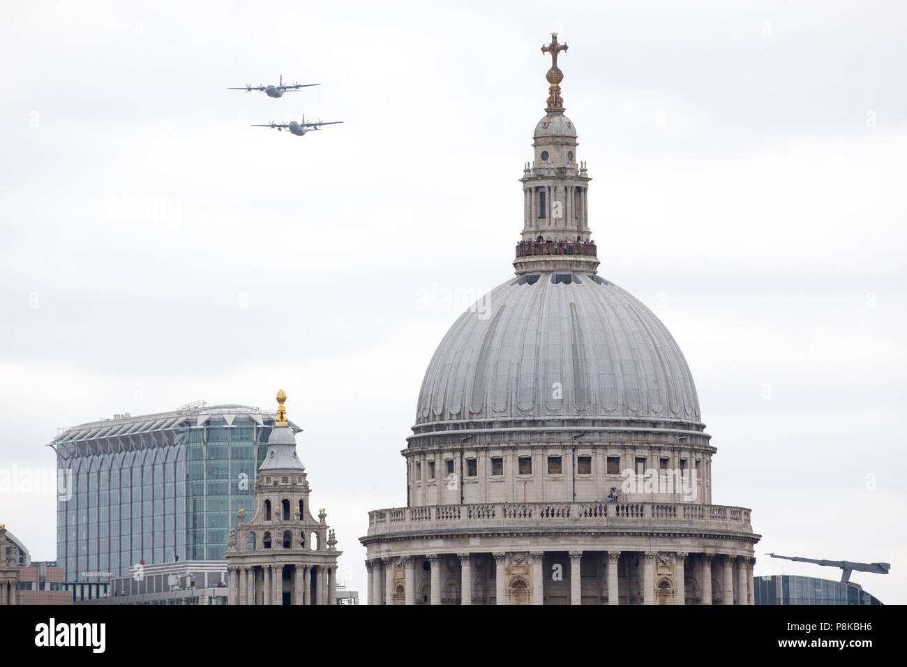 2 Shadow Aircraft  fly past St Paul's Cathedral in London to commemorate 100 years and 100 Days since the first World War ended Stock Photo