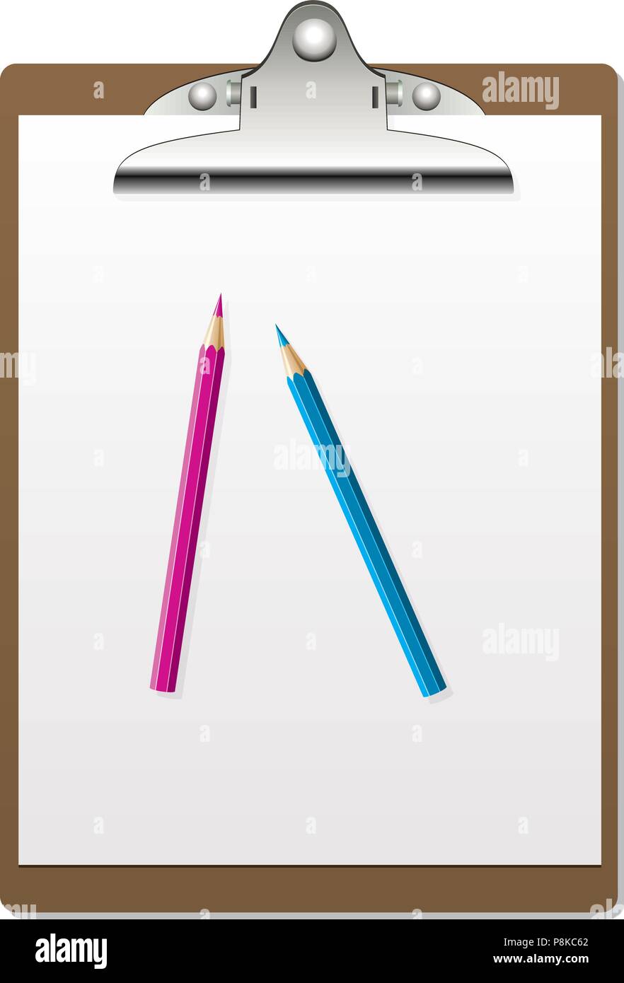 Clipboard and paper sheet with pencil drawing hi-res stock photography ...