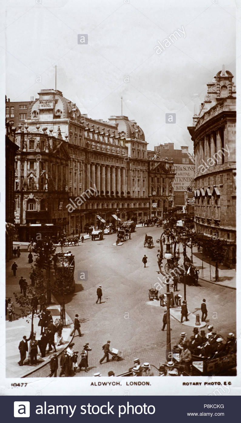 Aldwych London, England, vintage postcard from 1910 Stock Photo