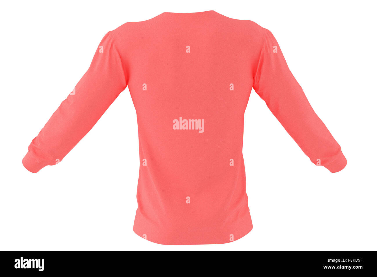 Long sleeve red t-shirt. Isolated on white background. Include clipping