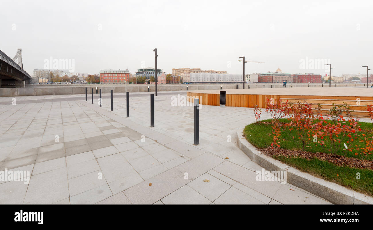 Bollards on promenade Stock Photo