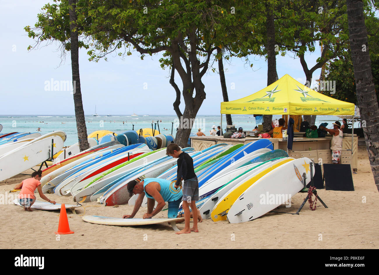Waikiki beach surfboard hi-res stock photography and images - Alamy