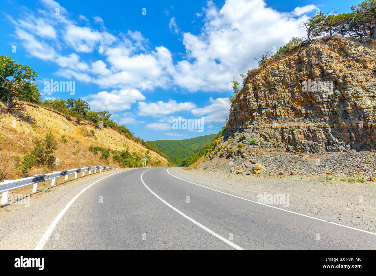Road in the Caucasus Mountains. Stock Photo