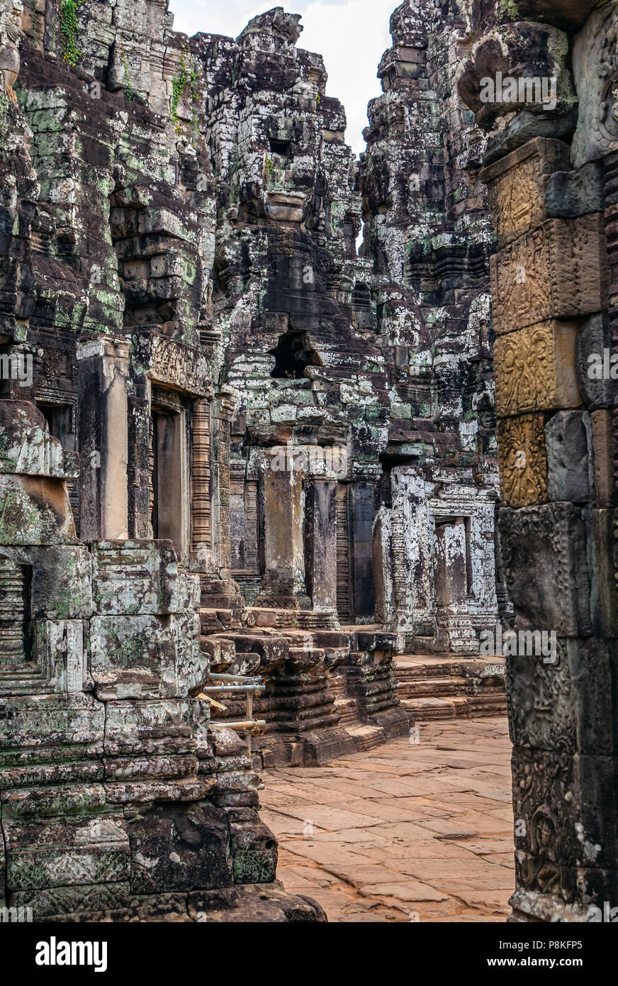 The famous Khmer temple of Angkor Tom in Cambodia. Stock Photo