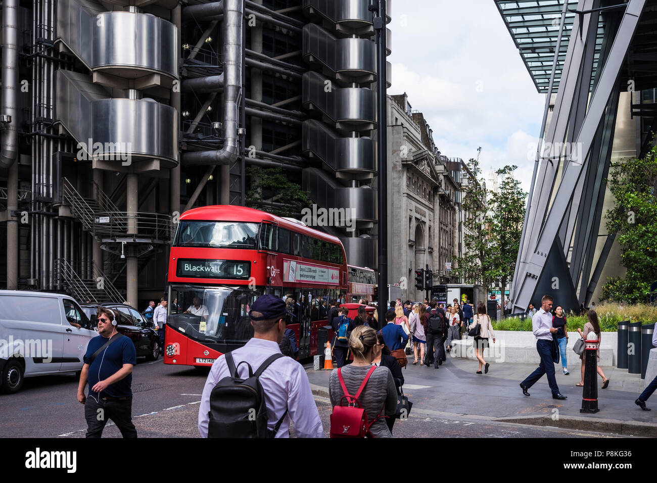 Morning commuters on Leadenhall Street, City of London, England, U.K. Stock Photo
