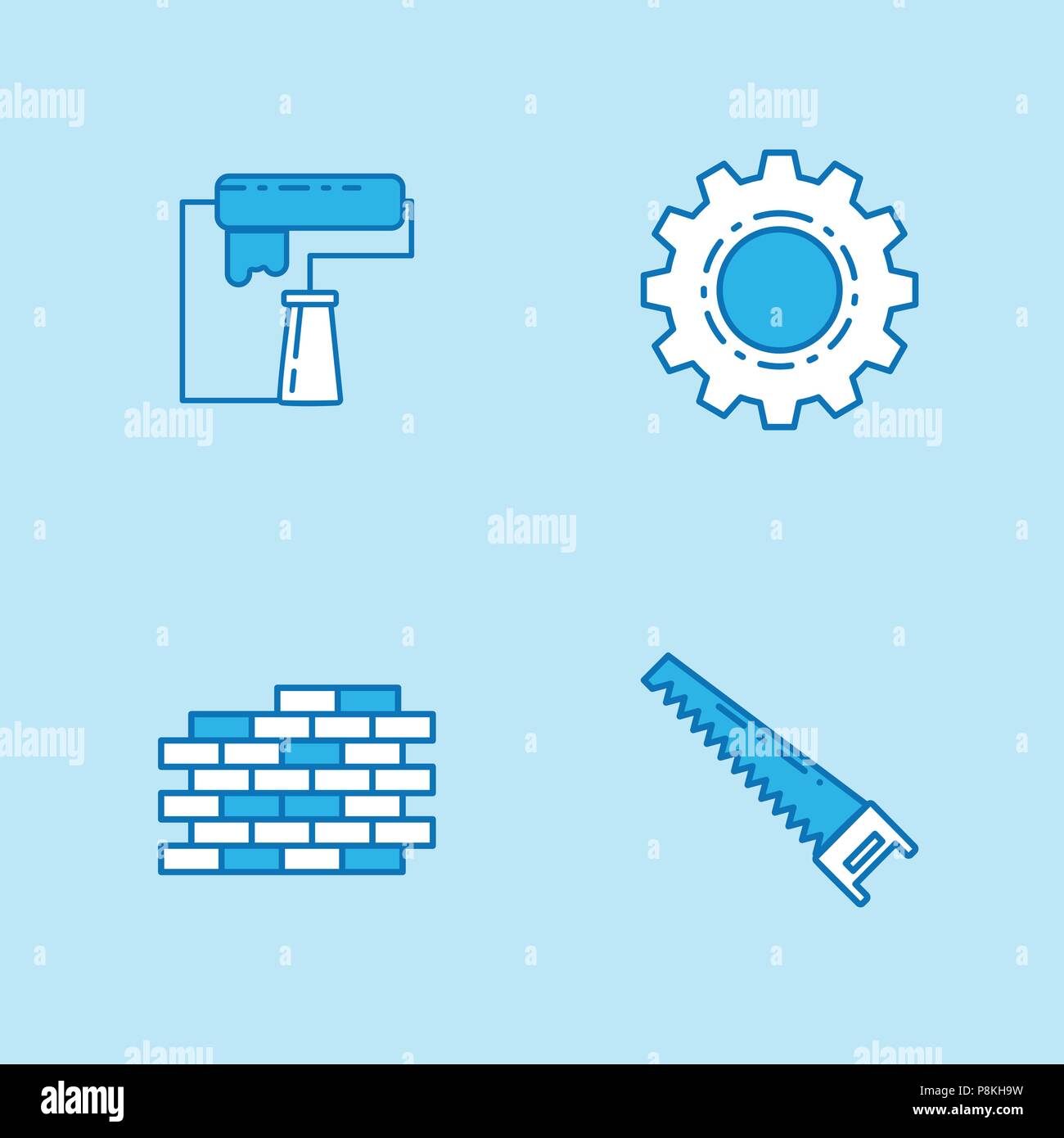 Labor day blue color icons set. For web design and application ...