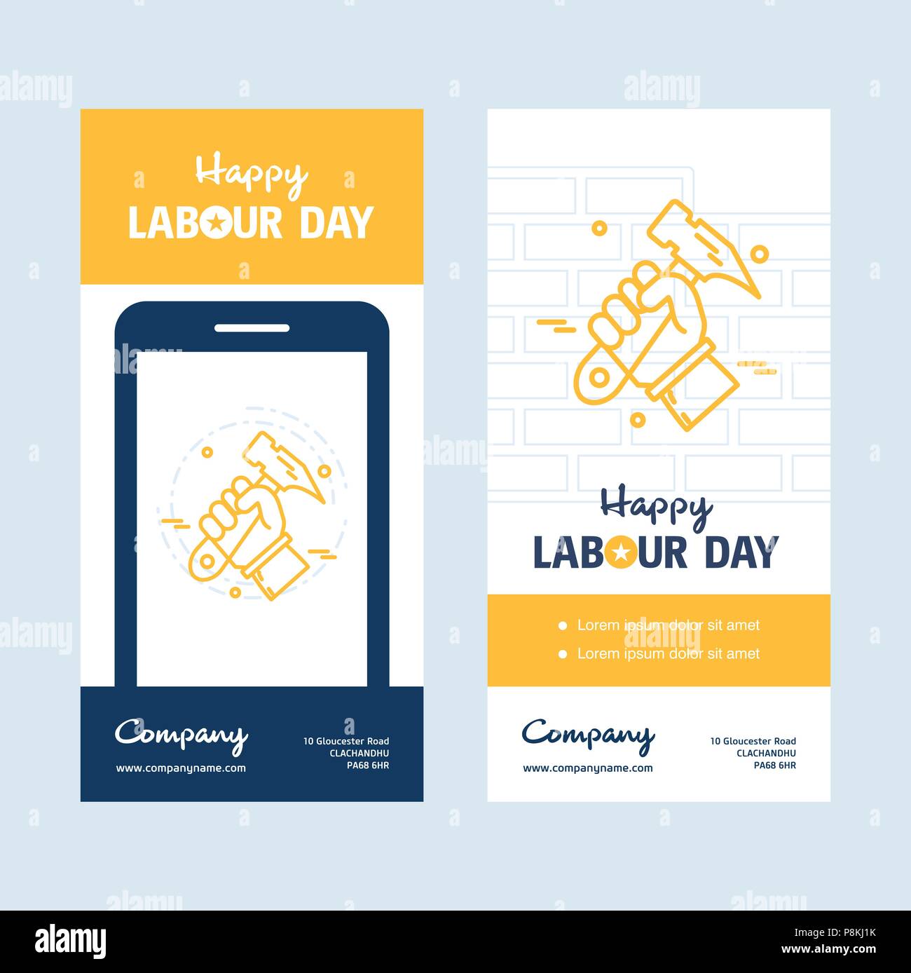 Happy Labour day design with yellow theme vector. For web design and ...