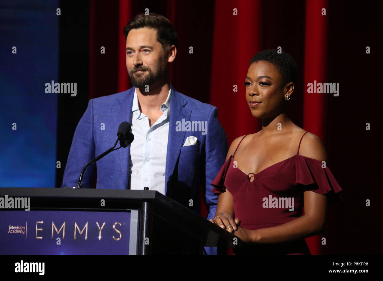 North Hollywood, Ca. 12th July, 2018. Ryan Eggold and Samira Wiley at the 70th Primetime Emmy Nominations Announcement at the Wolfe Theatre in North Hollywood, California on July 12, 2018. Credit: Faye Sadou/Media Punch/Alamy Live News Stock Photo