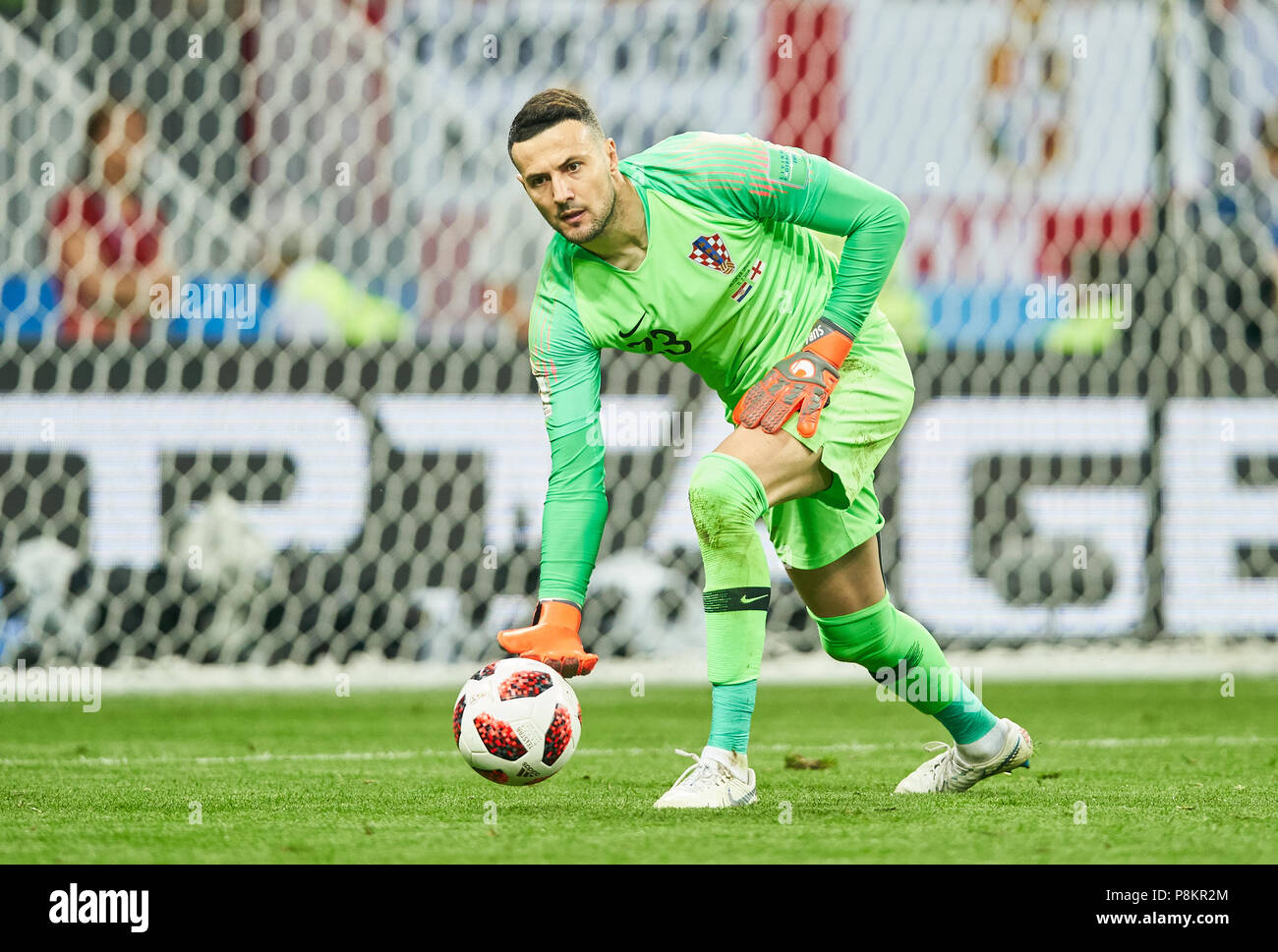 England - Croatia, Soccer, Moscow, July 11, 2018 Daniel SUBASIC, Croatia Nr.23  drives, controls the ball, action, full-size, Single action with ball, full body, whole figure, cutout, single shots, ball treatment, pick-up, header, cut out,  ENGLAND  - CROATIA 1-2 Football FIFA WORLD CUP 2018 RUSSIA, Semifinal, Season 2018/2019,  July 11, 2018 in Moscow, Russia. © Peter Schatz / Alamy Live News Stock Photo