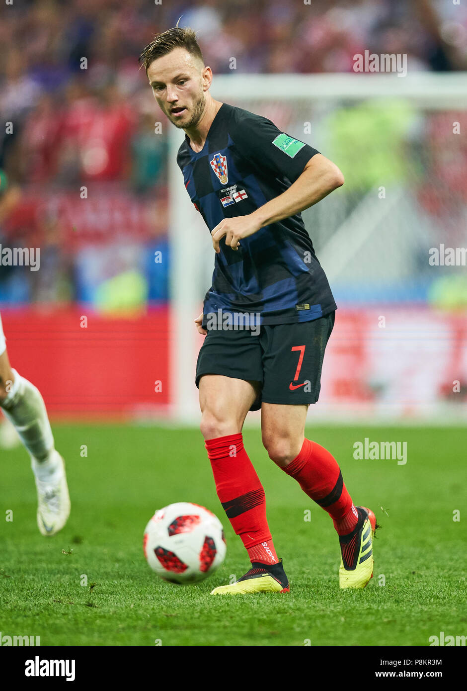 England - Croatia, Soccer, Moscow, July 11, 2018 Ivan RAKITIC, Croatia Nr.7  drives, controls the ball, action, full-size, Single action with ball, full body, whole figure, cutout, single shots, ball treatment, pick-up, header, cut out,  ENGLAND  - CROATIA 1-2 Football FIFA WORLD CUP 2018 RUSSIA, Semifinal, Season 2018/2019,  July 11, 2018 in Moscow, Russia. © Peter Schatz / Alamy Live News Stock Photo