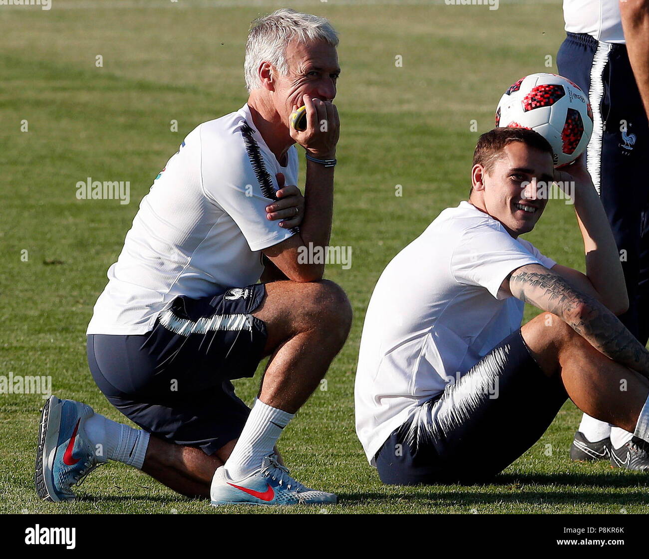 France S Coach Didier Deschamps And Player Antoine Griezmann R Participate In A Training Session Of The Team In Istra Moscow Russia 12 July 2018 France Will Face Croatia For The Fifa World