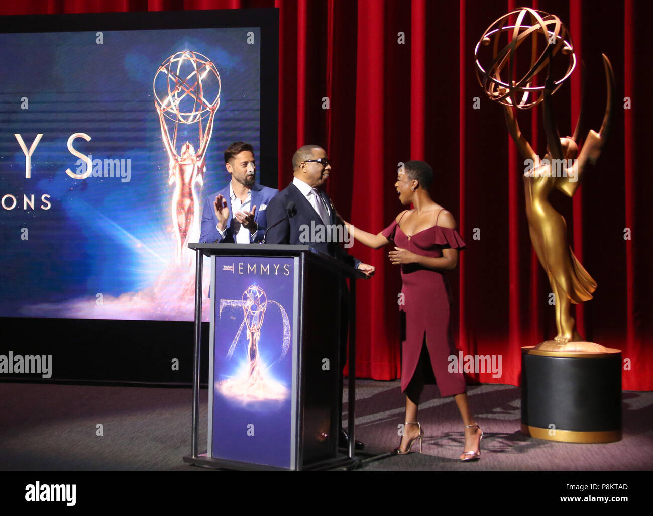 North Hollywood, Ca. 12th July, 2018. Ryan Eggold, Hayma Washington, Samira Wiley, at the 70th Primetime Emmy Nominations Announcement at the Wolfe Theatre Saban Media Center in North Hollywood, California on July 12, 2018. Credit: Faye Sadou/Media Punch/Alamy Live News Stock Photo